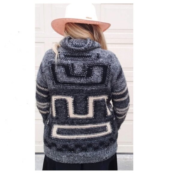 Wilfred Free Black and White Primitive Pattern Wool Alpaca Blend Zeno Jacket - Picture 2 of 8